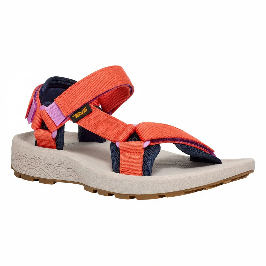 Teva sport sandal with coral straps and navy accents - adjustable outdoor footwear - We The Collective