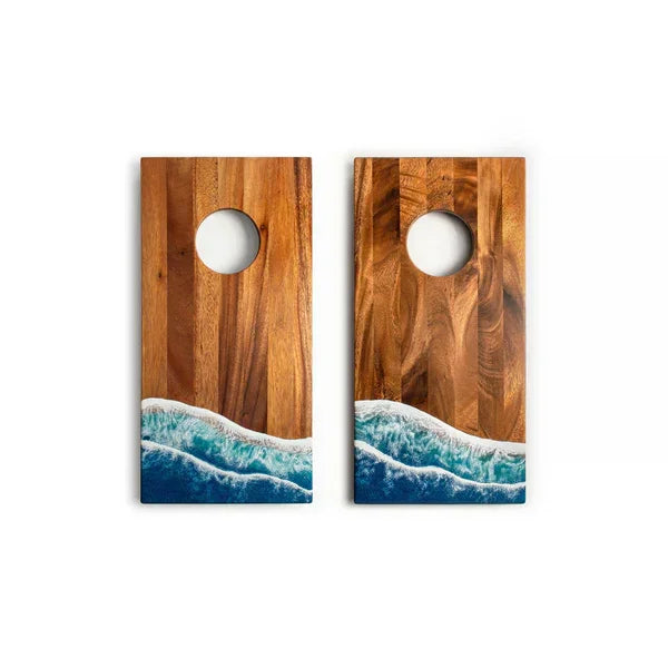 Elakai 1ft x 2ft Resin & Wood Travel Cornhole Set - Beach Wave Collection - We The Collective
