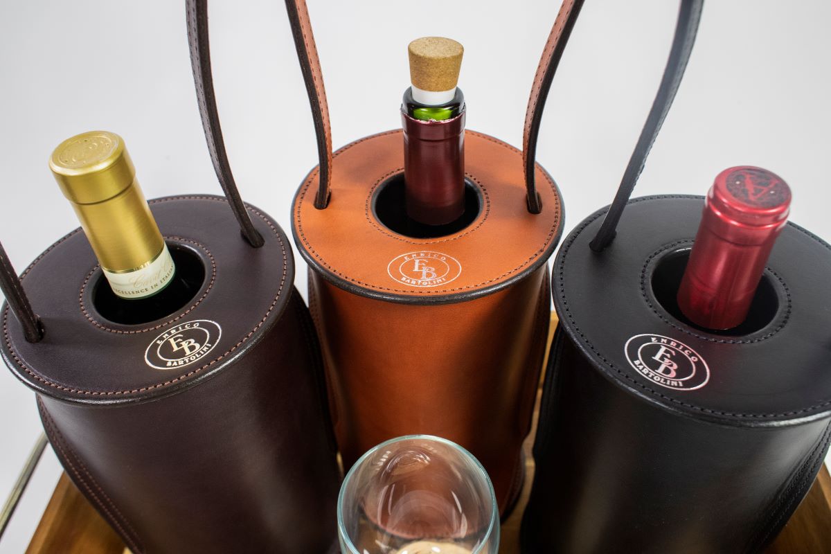 Handcrafted Leather Wine Totes by Enrico Bartolini - We The Collective