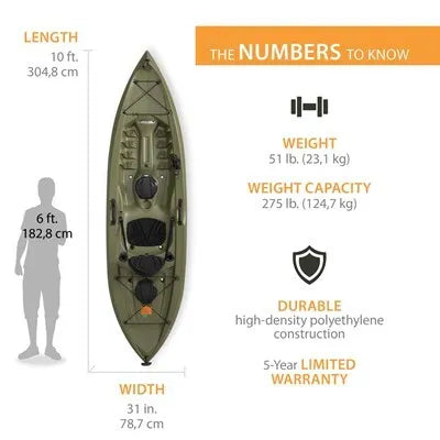Lifetime Tamarack Angler 100 Fishing Kayak - 10' with Paddle Included