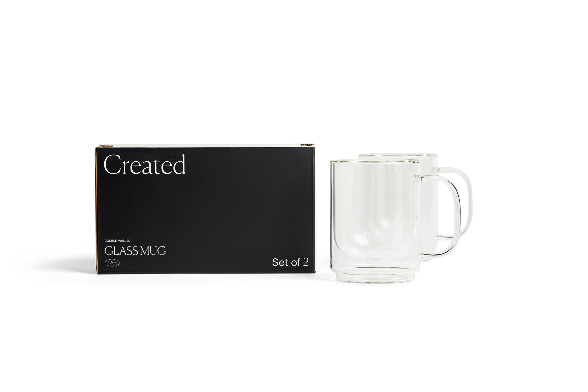 Cove 12oz Glass Mug - Set of 2 - Clear - We The Collective