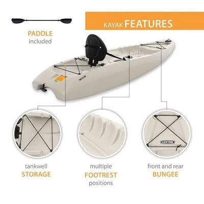 Lifetime Hydros Angler 85 Fishing Kayak - 8'6" with Paddle Included