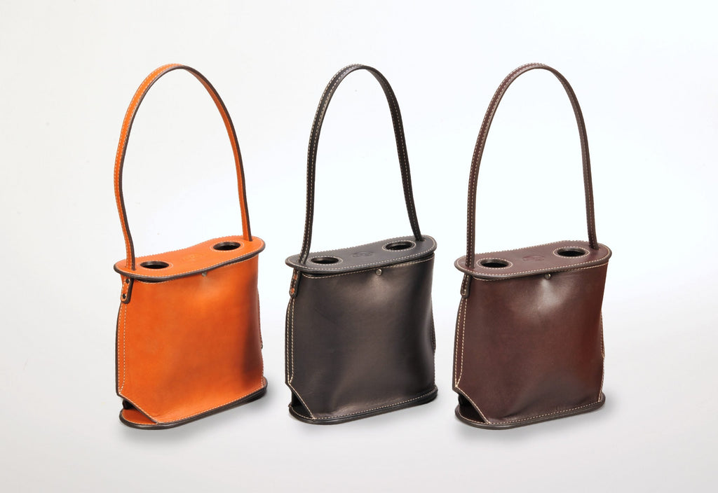 Handcrafted Leather Wine Totes by Enrico Bartolini - We The Collective