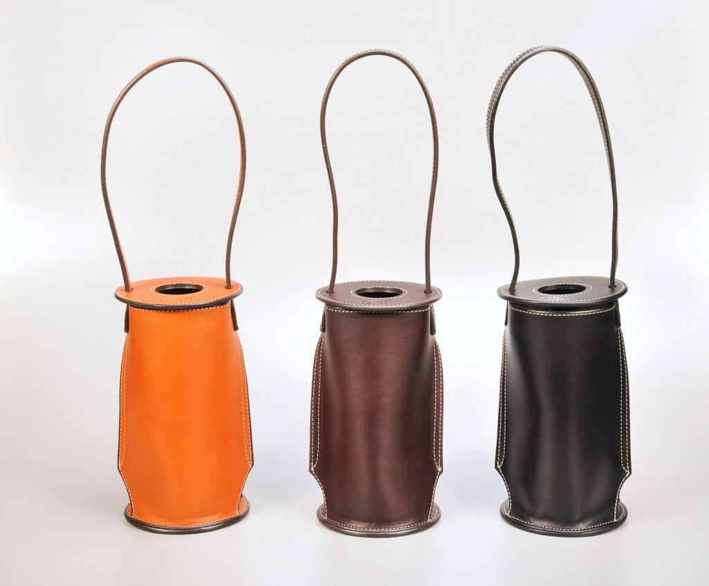 Handcrafted Leather Wine Totes by Enrico Bartolini - We The Collective