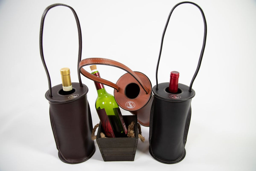 Handcrafted Leather Wine Totes by Enrico Bartolini - We The Collective
