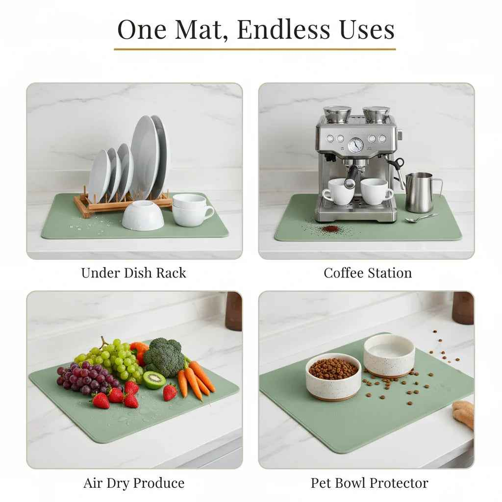 Strabella Dish Drying Mat - Super Absorbent, Quick Dry, Non-Slip in Dark Gray