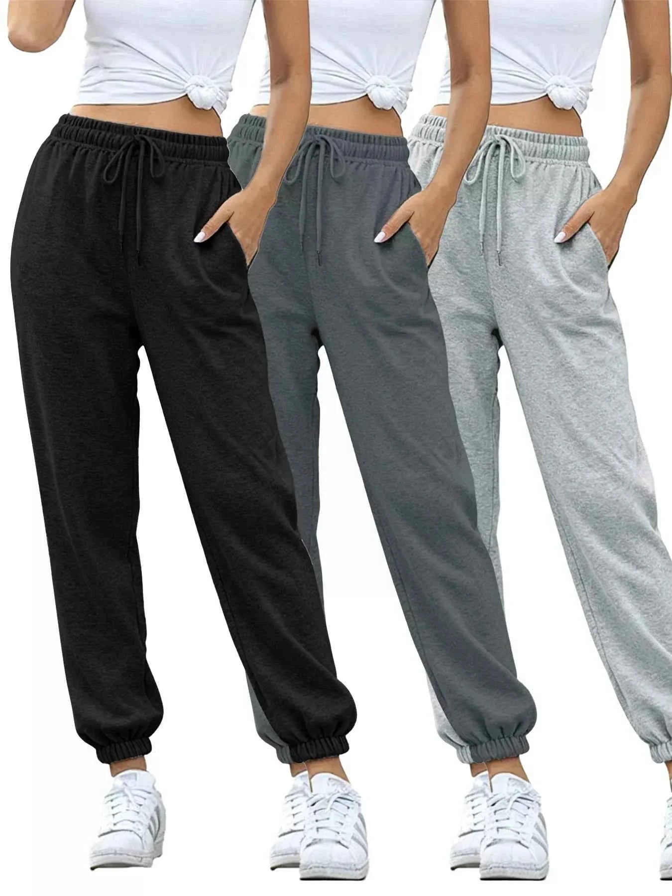 3-Piece Drawstring Joggers with Pockets - Comfortable Casual