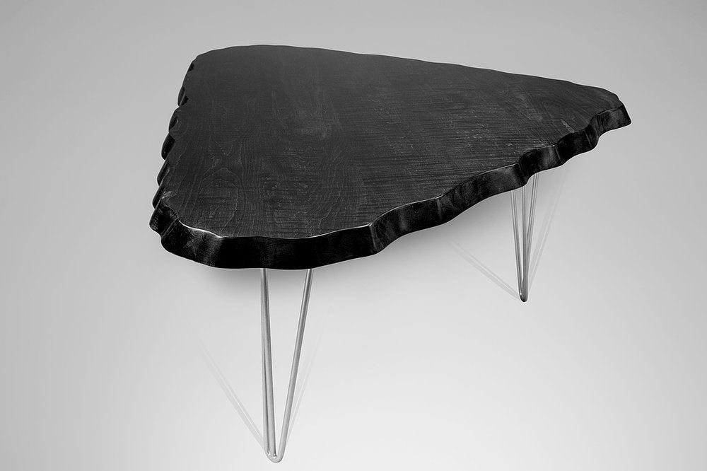 Wavy Tiger Maple Racetrack Table with Hairpin Legs