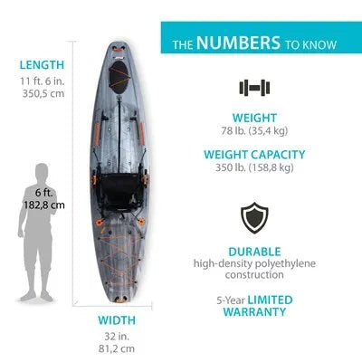 Lifetime Yukon Angler 116 Fishing Kayak - 11'6" Angler Kayak