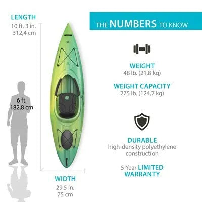 Lifetime Emotion Tide 103 Sit-Inside Kayak - 10'3" with Paddle Included