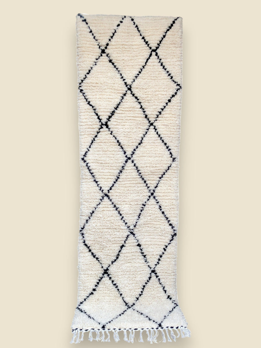 Aicha Moroccan Runner Rug - Black & White Wool