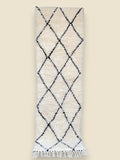 Aicha Moroccan Runner Rug - Black & White Wool