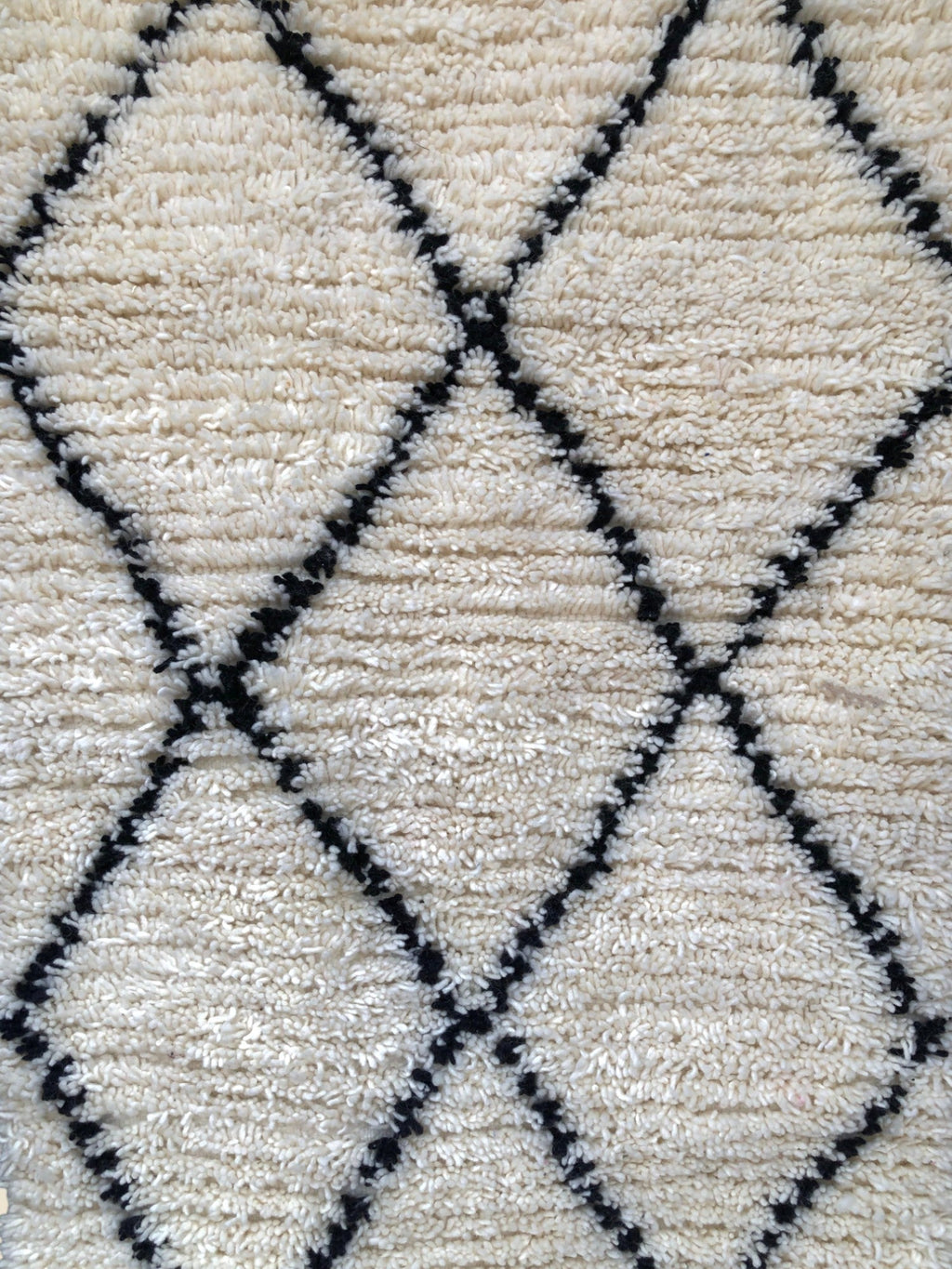 Aicha Moroccan Runner Rug - Black & White Wool
