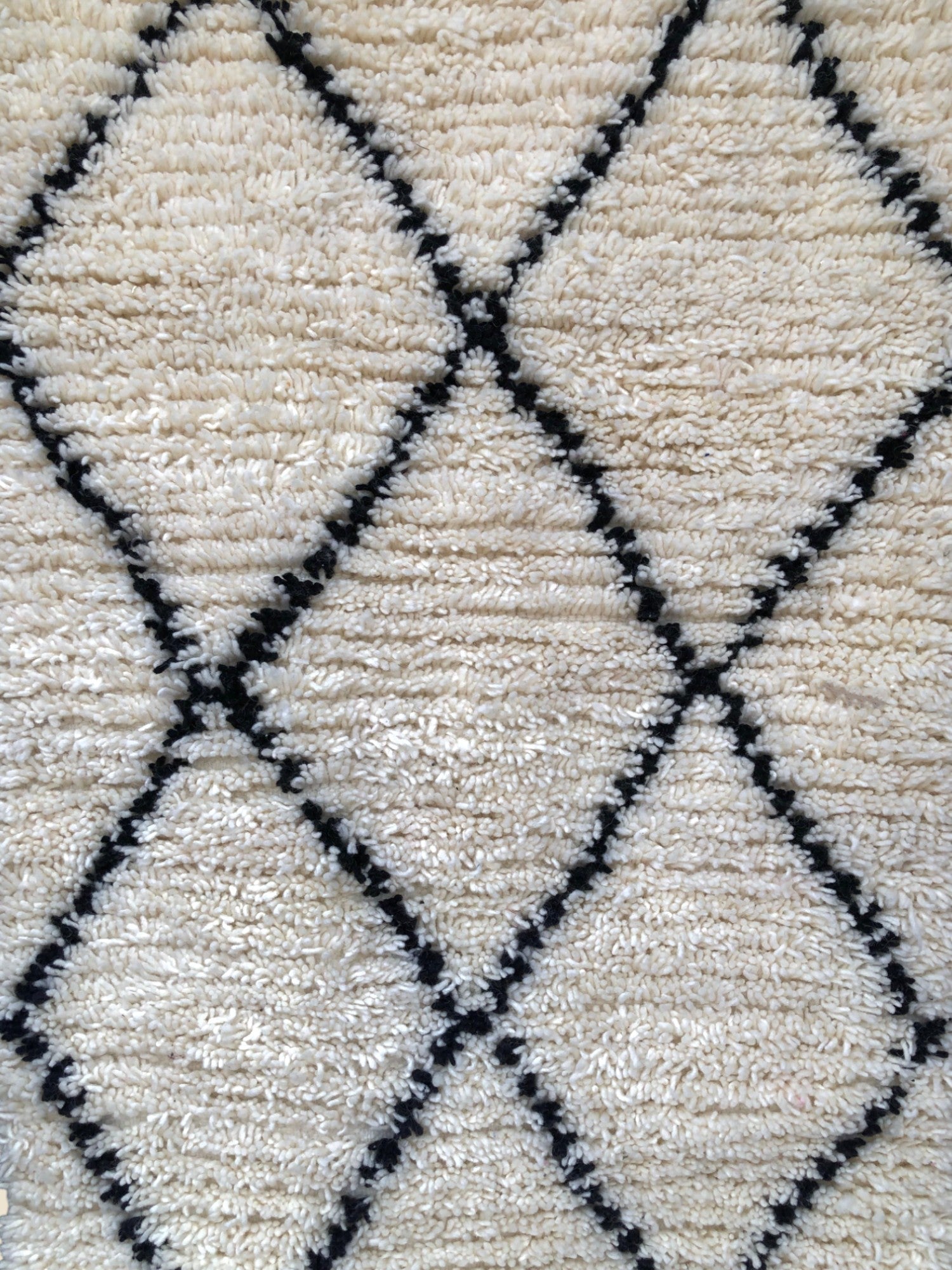 Aicha Moroccan Runner Rug - Black & White Wool