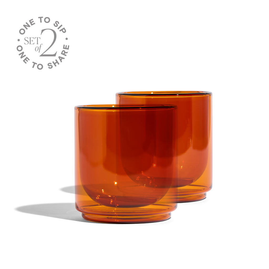 Cove 10oz Glass Tumbler - Set of 2 - Amber - We The Collective