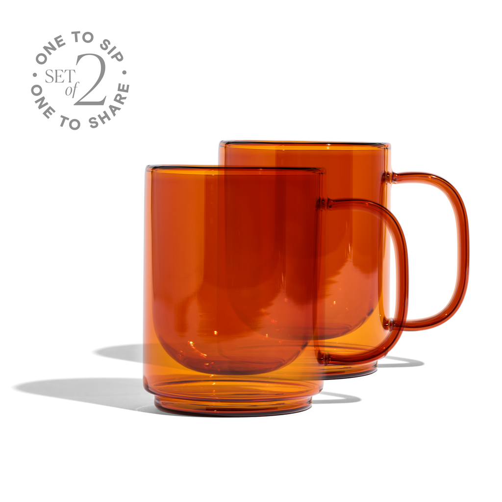 Cove 12oz Glass Mug - Set of 2 - Amber - We The Collective