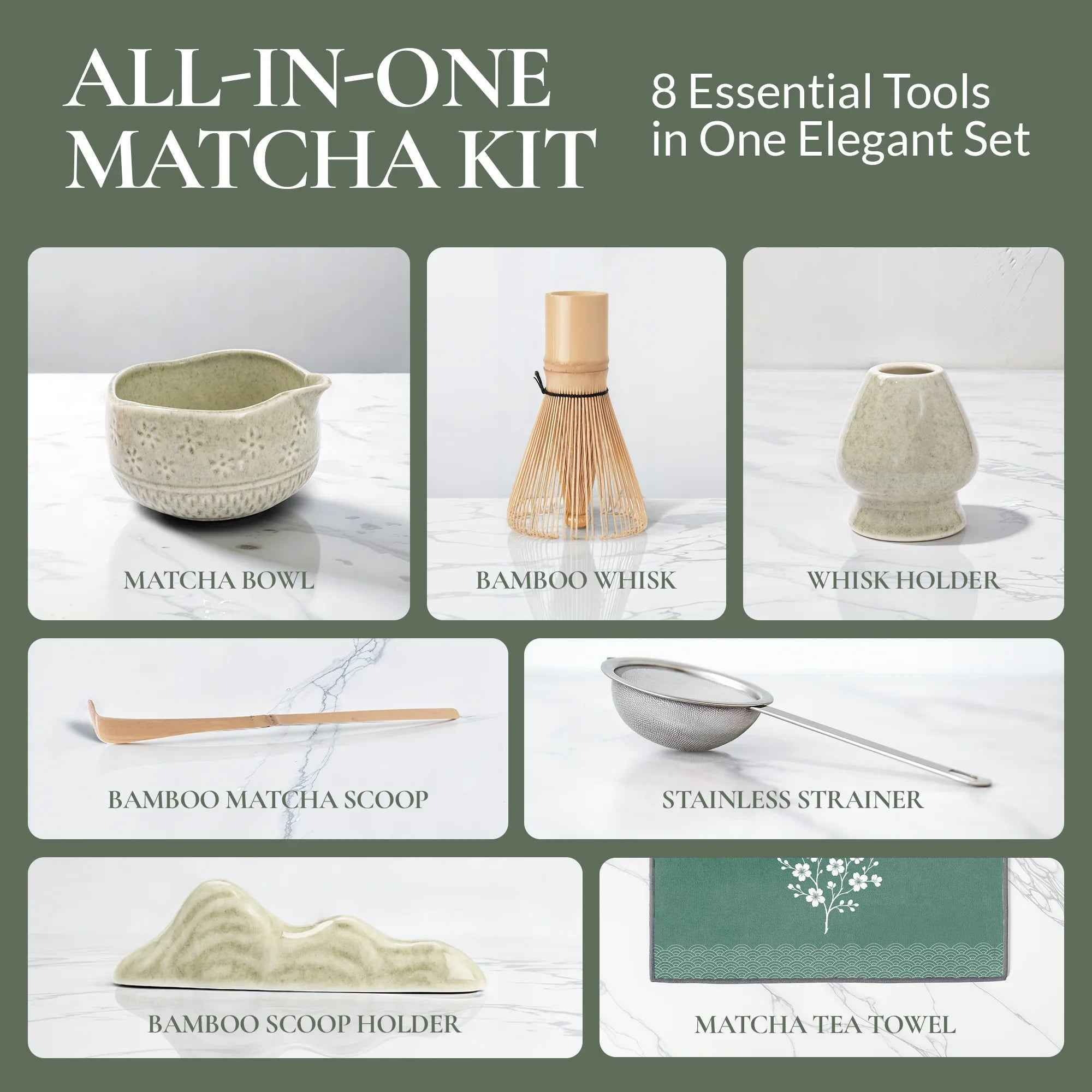 Strabella Matcha Whisk Set – Premium Bamboo Whisk & Ceramic Bowl Holiday Gift Set