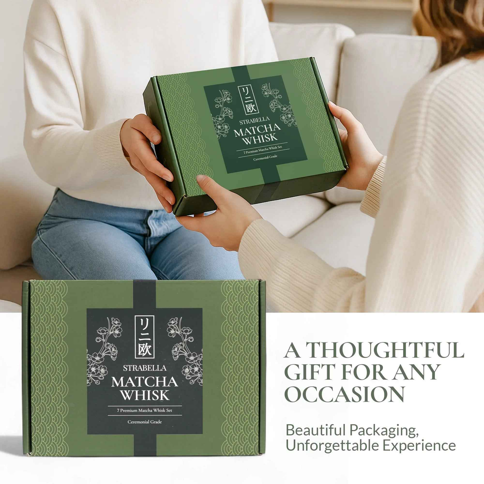 Strabella Matcha Whisk Set – Premium Bamboo Whisk & Ceramic Bowl Holiday Gift Set