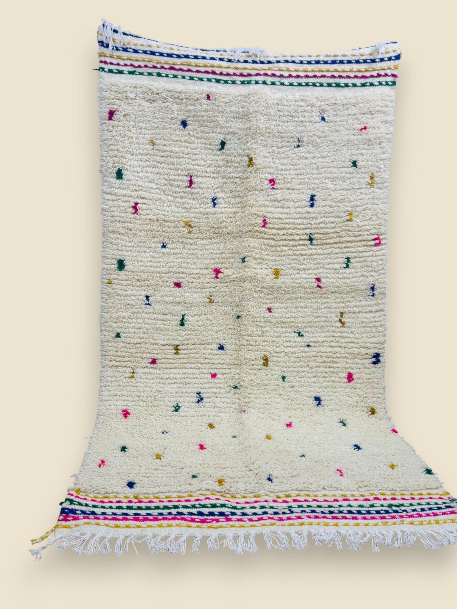 Moroccan Wool Berber Rug – Dihya Tribal Design with Fringe