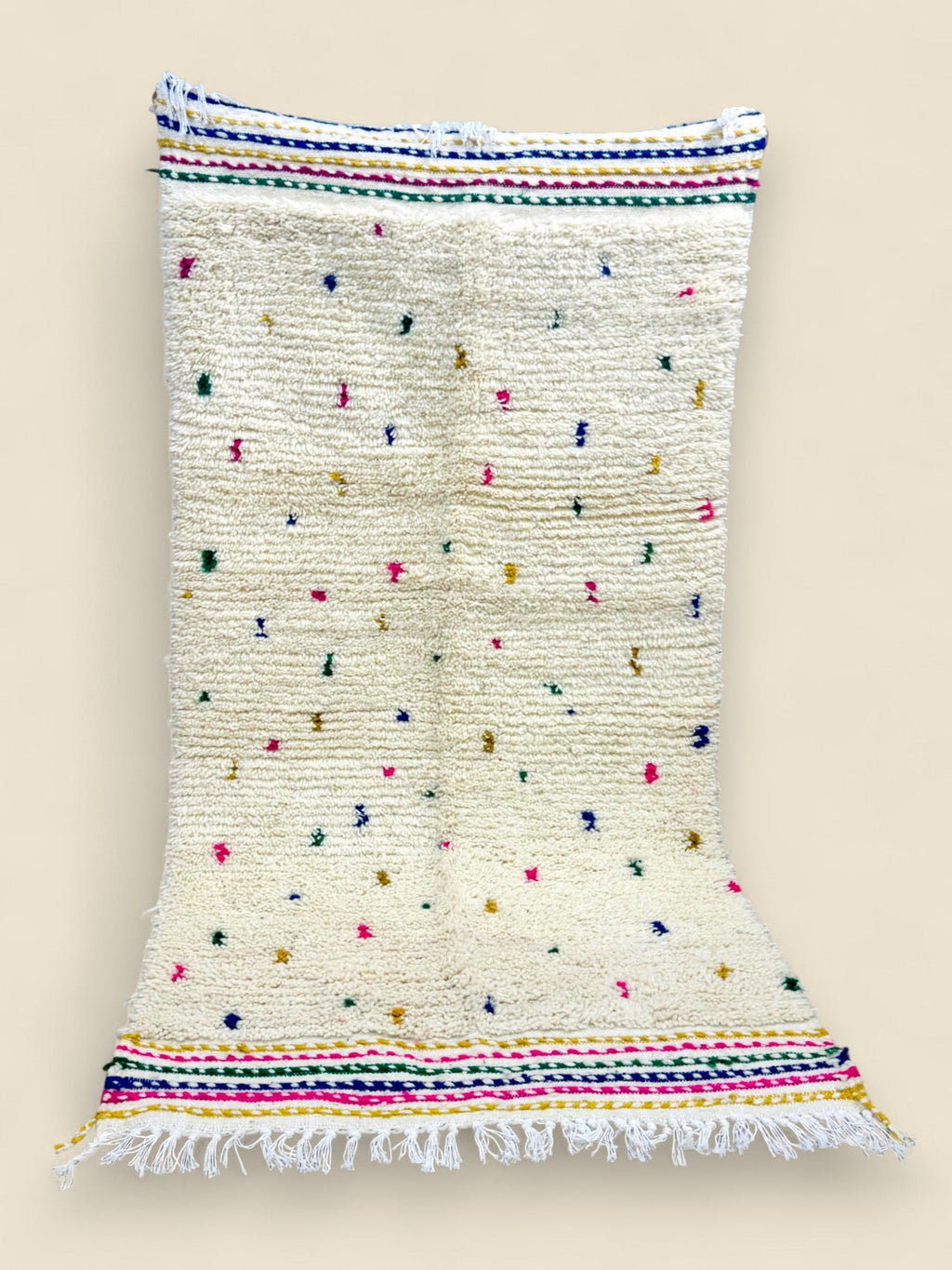 Moroccan Wool Berber Rug – Dihya Tribal Design with Fringe