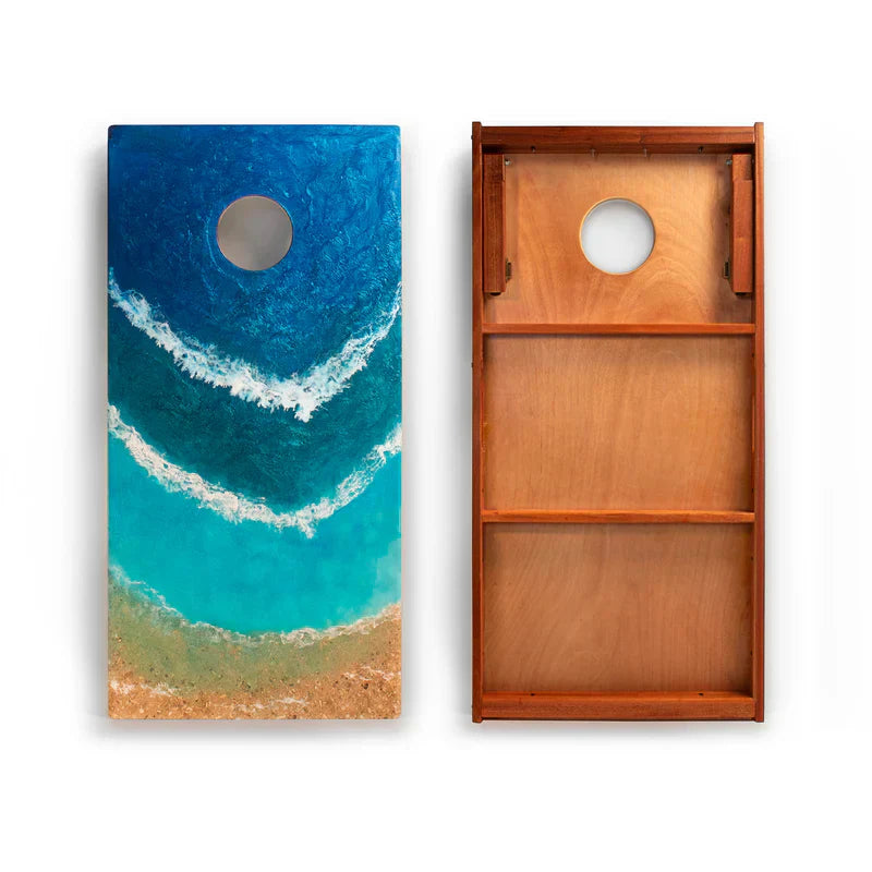 Elakai The Beach Epoxy Resin Mahogany Pathfinder ART Cornhole Boards
