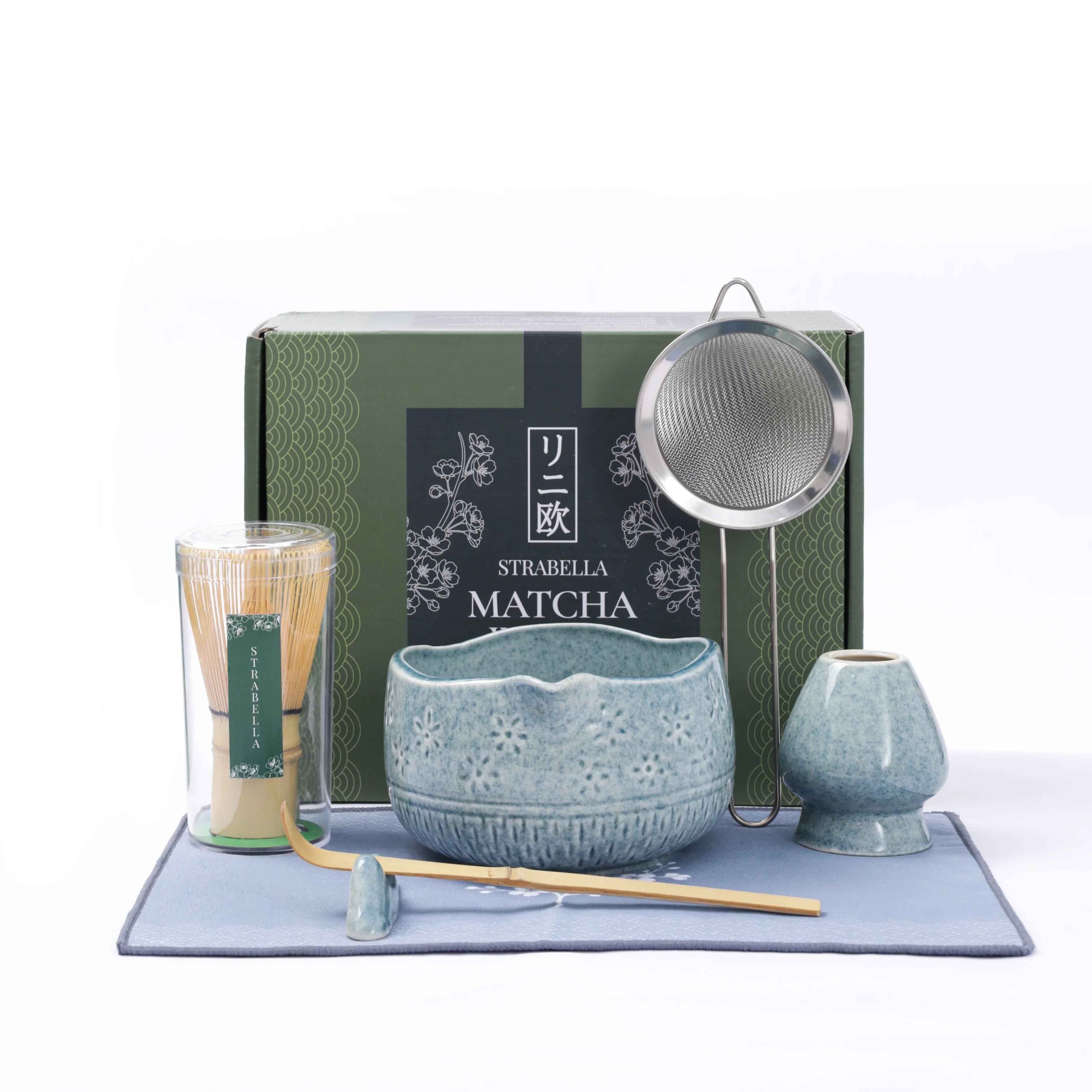 Strabella Matcha Whisk Set – Premium Bamboo Whisk & Ceramic Bowl Holiday Gift Set