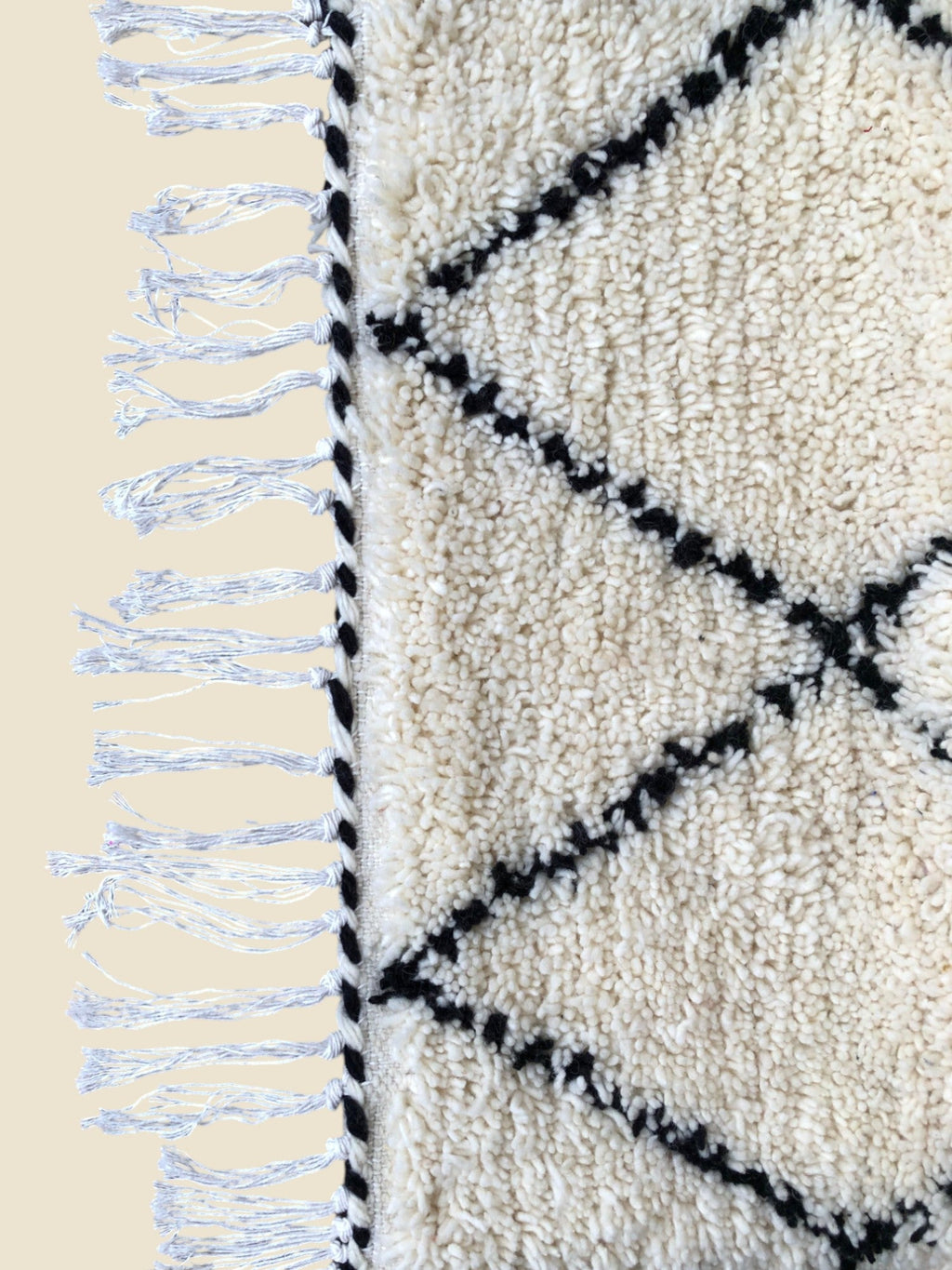 Aicha Moroccan Runner Rug - Black & White Wool