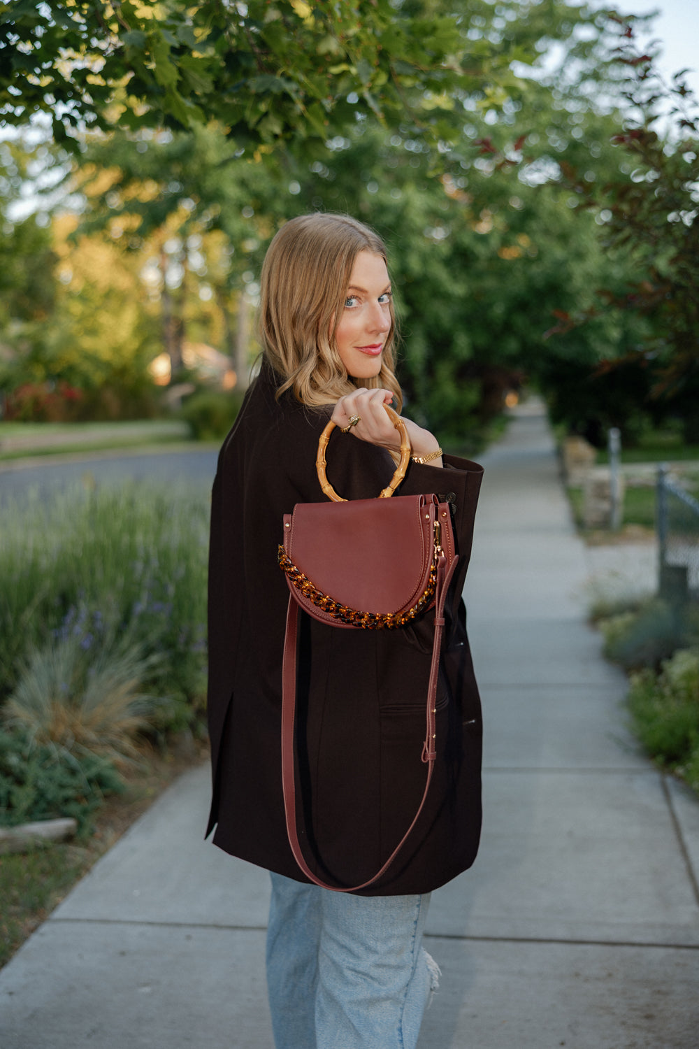 Burgundy Vegan Cactus Leather Crossbody Bag