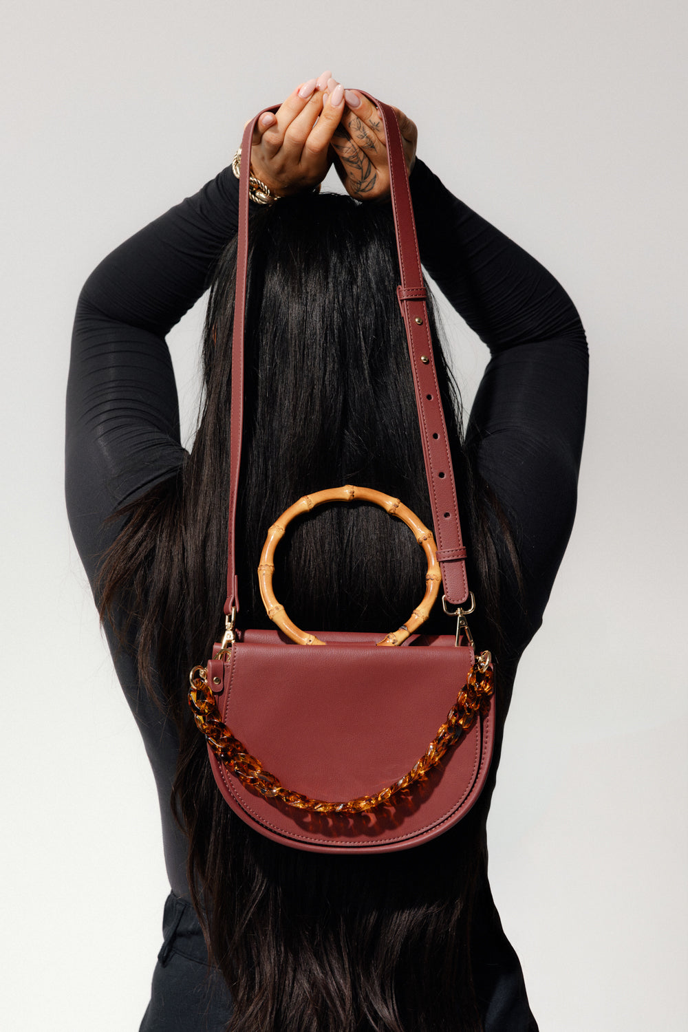 Burgundy Vegan Cactus Leather Crossbody Bag