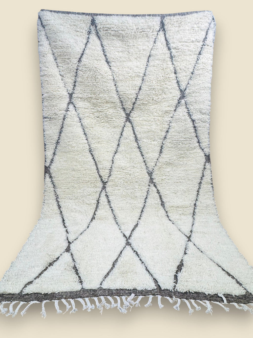 Moroccan Tihya Berber Carpet – Neutral Cream Shag Rug