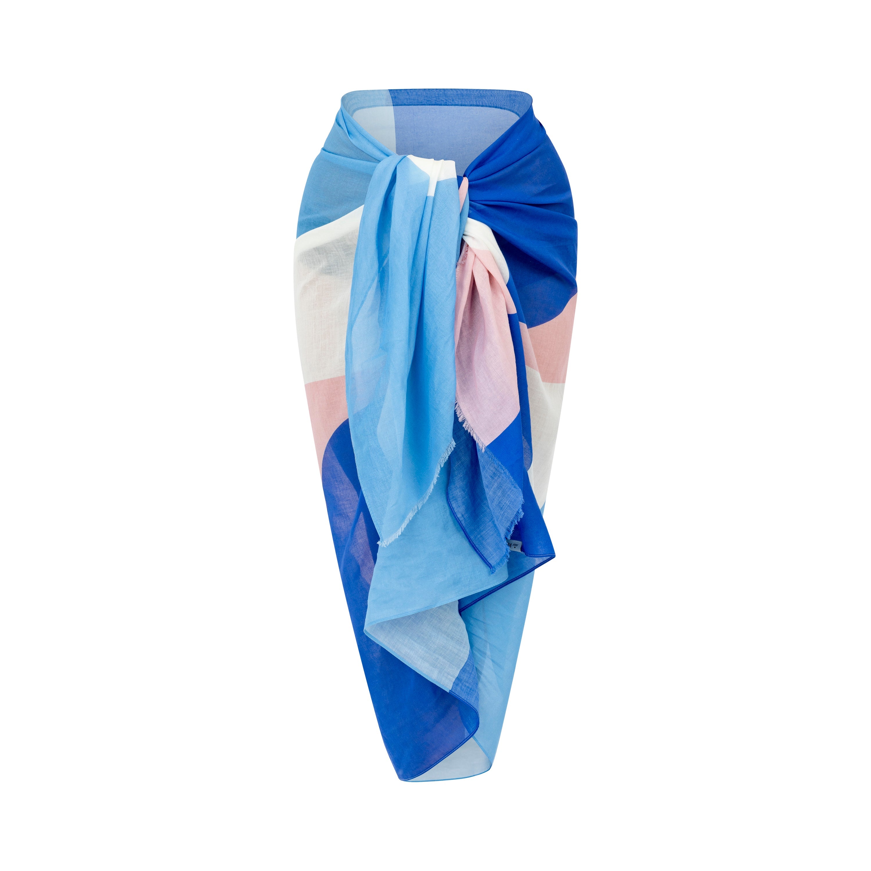 Mykonos Pareo - Santorini Blue and Pink Cotton Voile - We The Collective