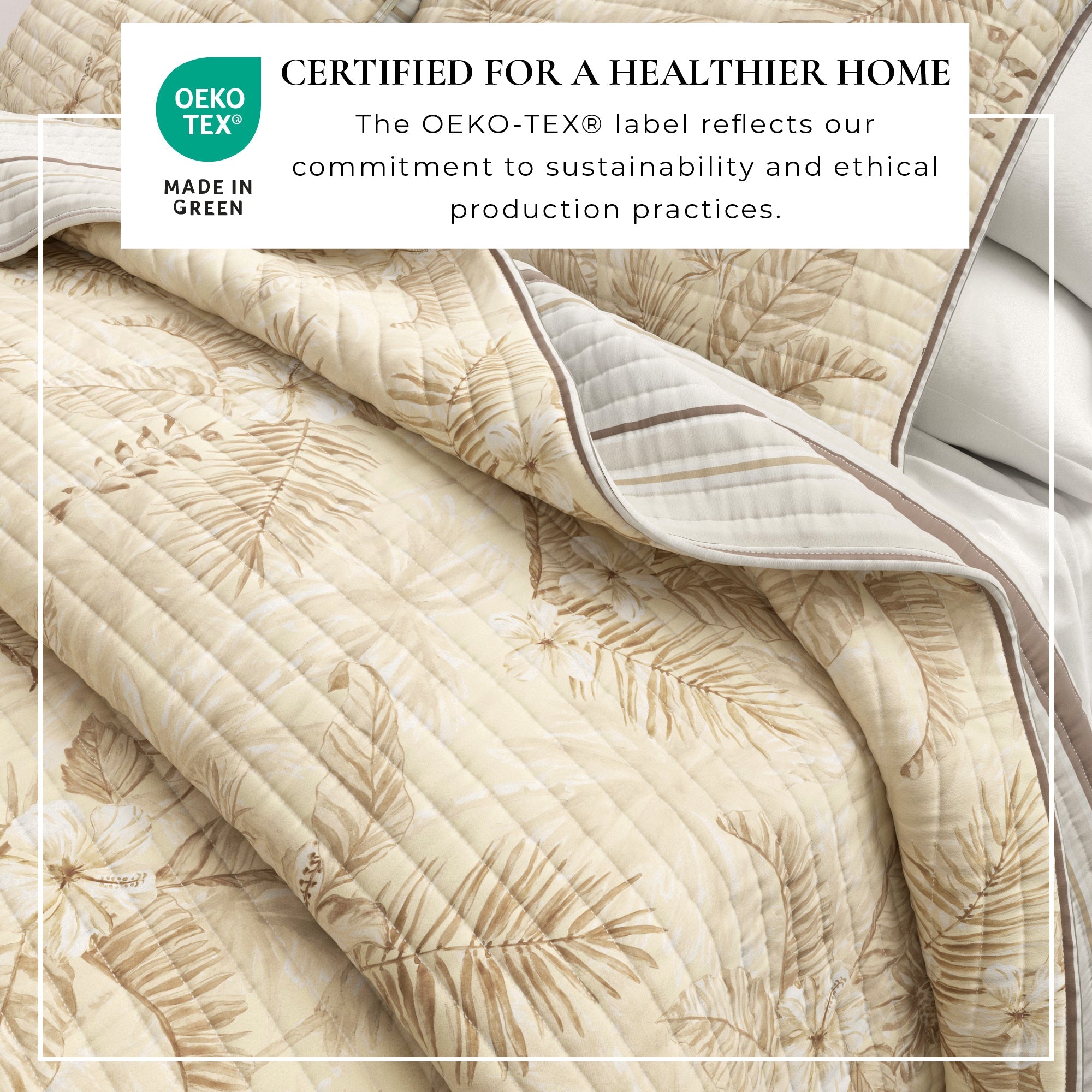 Tropical Palm Leaf Cotton Quilt Set - Mendocino Collection | Reversible - We The Collective