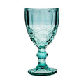 Alice Glass Water Goblet - Pressed Glass with Ornate Pattern - 3.5" x 6.7"