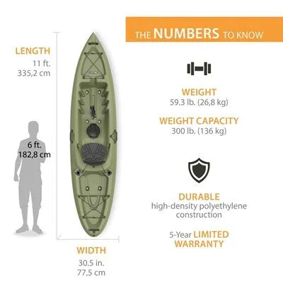 Lifetime Weber Angler 110 Fishing Kayak - 11' Angler Kayak