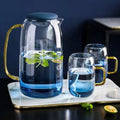 Blue Ombre Pitcher and Cups - Hand-Blown Glass Set - 1.5L Pitcher & 4 Cups