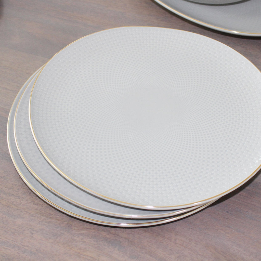 Camille Bone China Dinnerware Set - French Gray - 12-Piece Service for 4