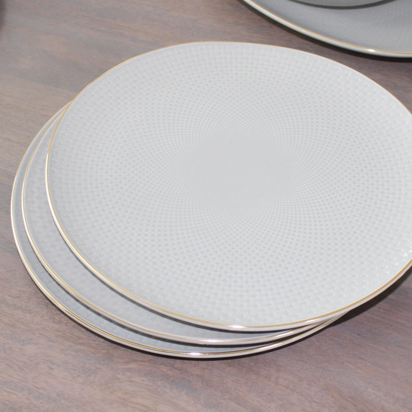 Camille Bone China Dinnerware Set - French Gray - 12-Piece Service for 4