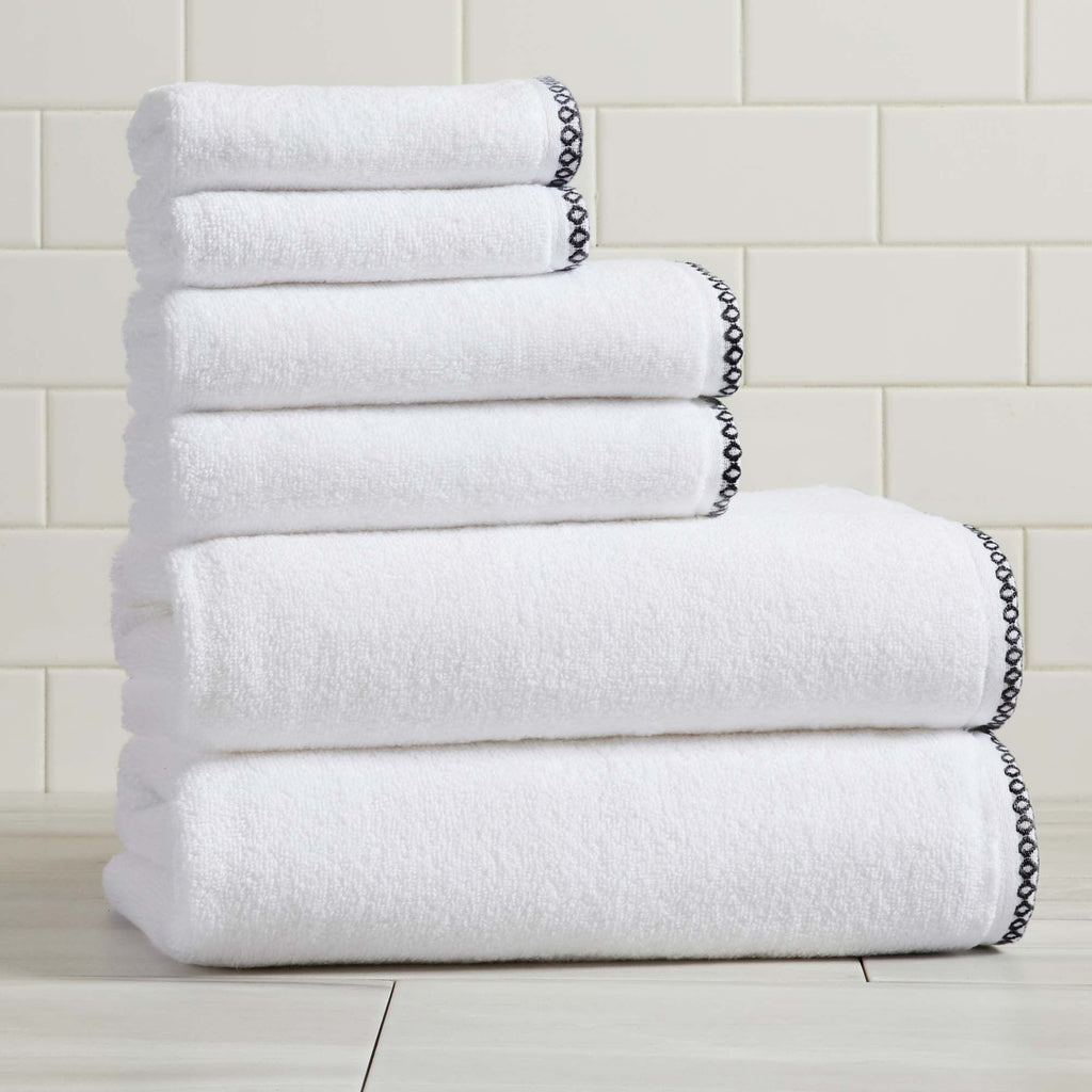 Border-Stitched Cotton Towel Set - Valery Collection | Zero-Twist Boho Style - We The Collective