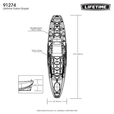 Lifetime Yukon Angler 116 Fishing Kayak - 11'6" Angler Kayak