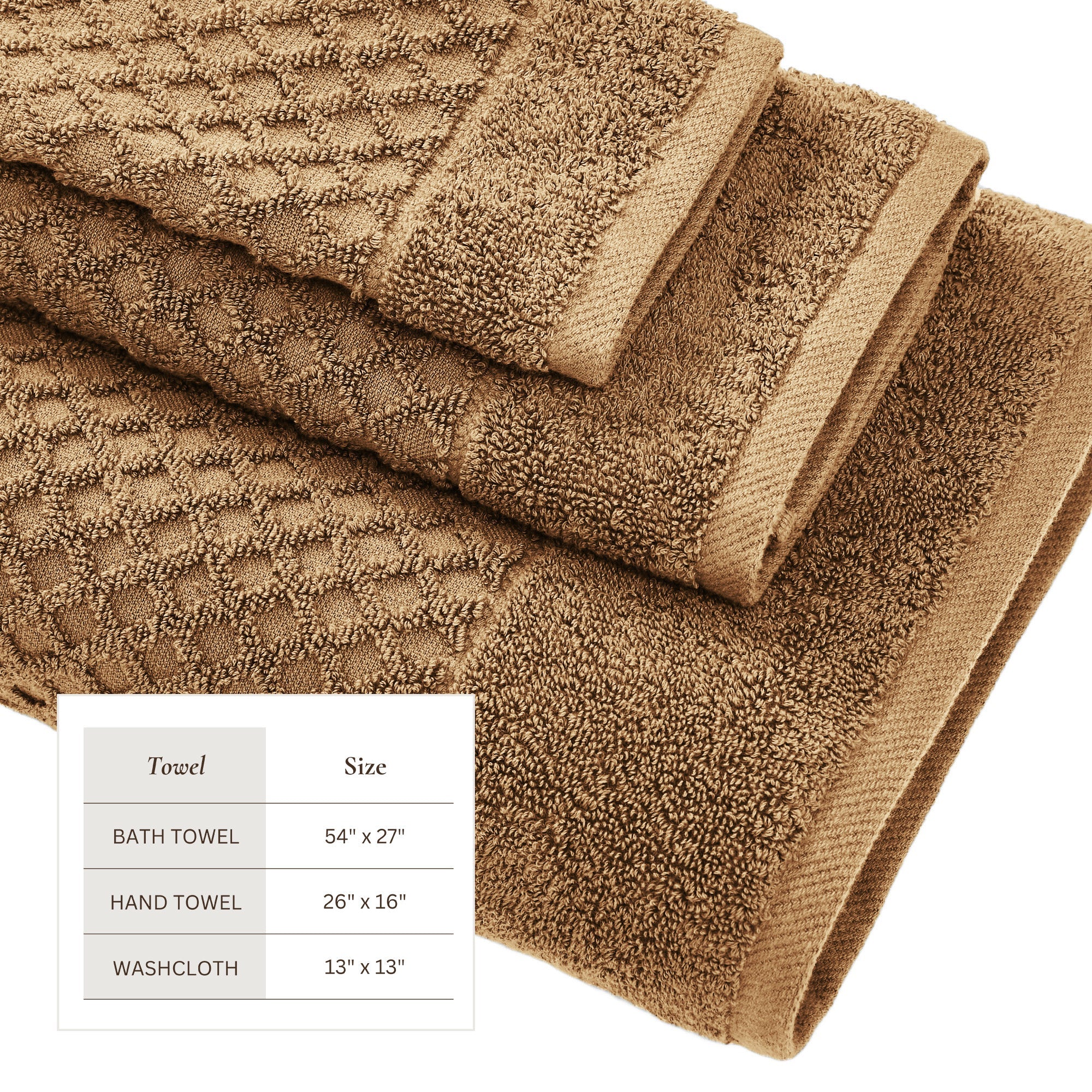 Cotton Diamond Waffle Weave Bath Towel Set - Grayson Collection