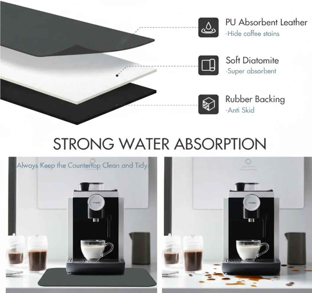 Strabella Dish Drying Mat - Super Absorbent, Quick Dry, Non-Slip in Dark Gray