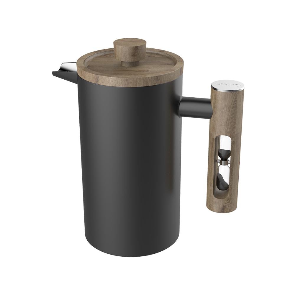 French Press with Timer - 1000mL Double-Walled Stainless Steel - Matte Black