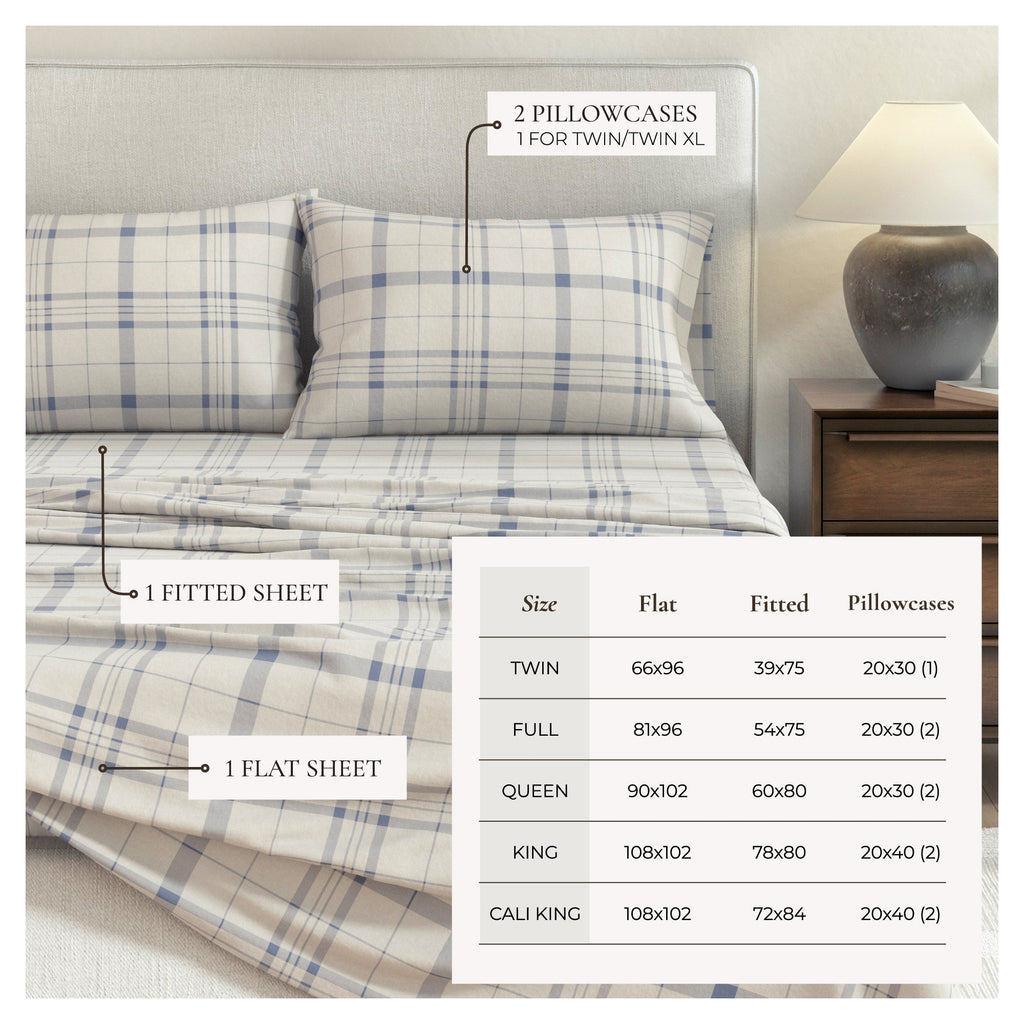 Turkish Cotton Flannel Sheet Set - Plaid & Stripe Collection - We The Collective