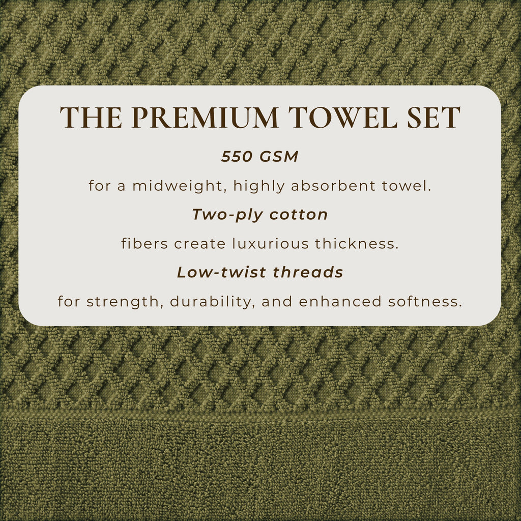 Cotton Diamond Waffle Weave Bath Towel Set - Grayson Collection
