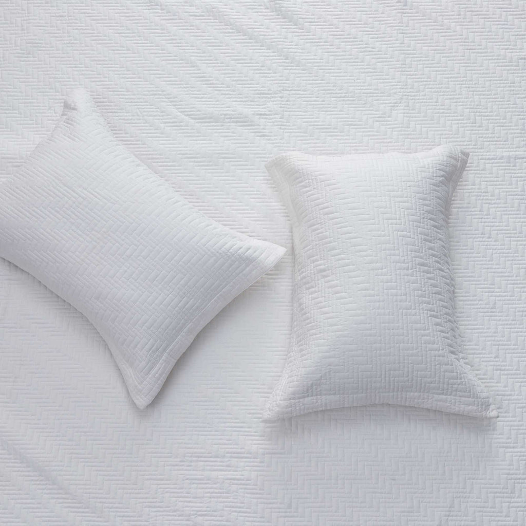 Herringbone Stitched Quilt Set - Louise Collection | Solid Cotton Bedding - We The Collective
