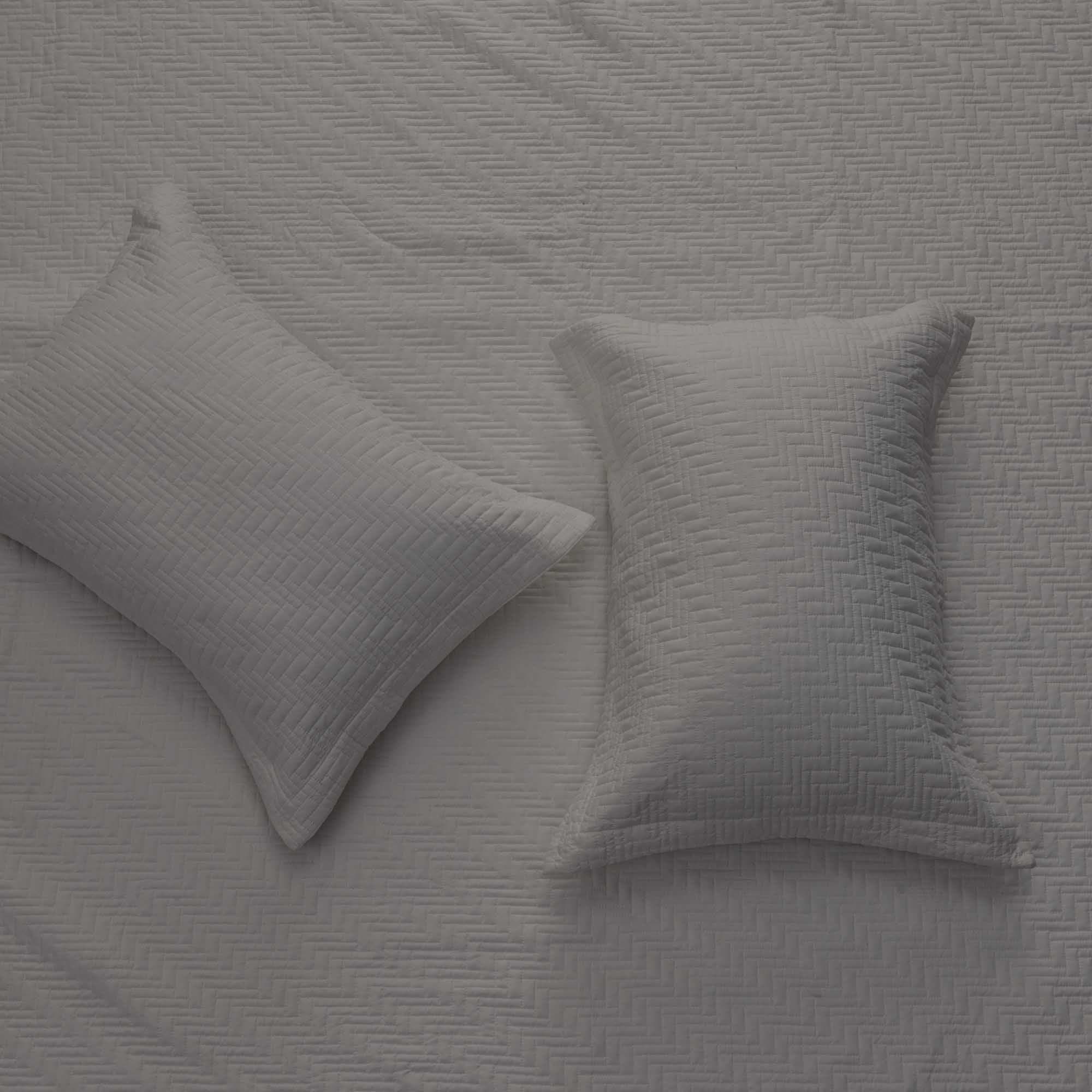 Herringbone Stitched Quilt Set - Louise Collection | Solid Cotton Bedding - We The Collective
