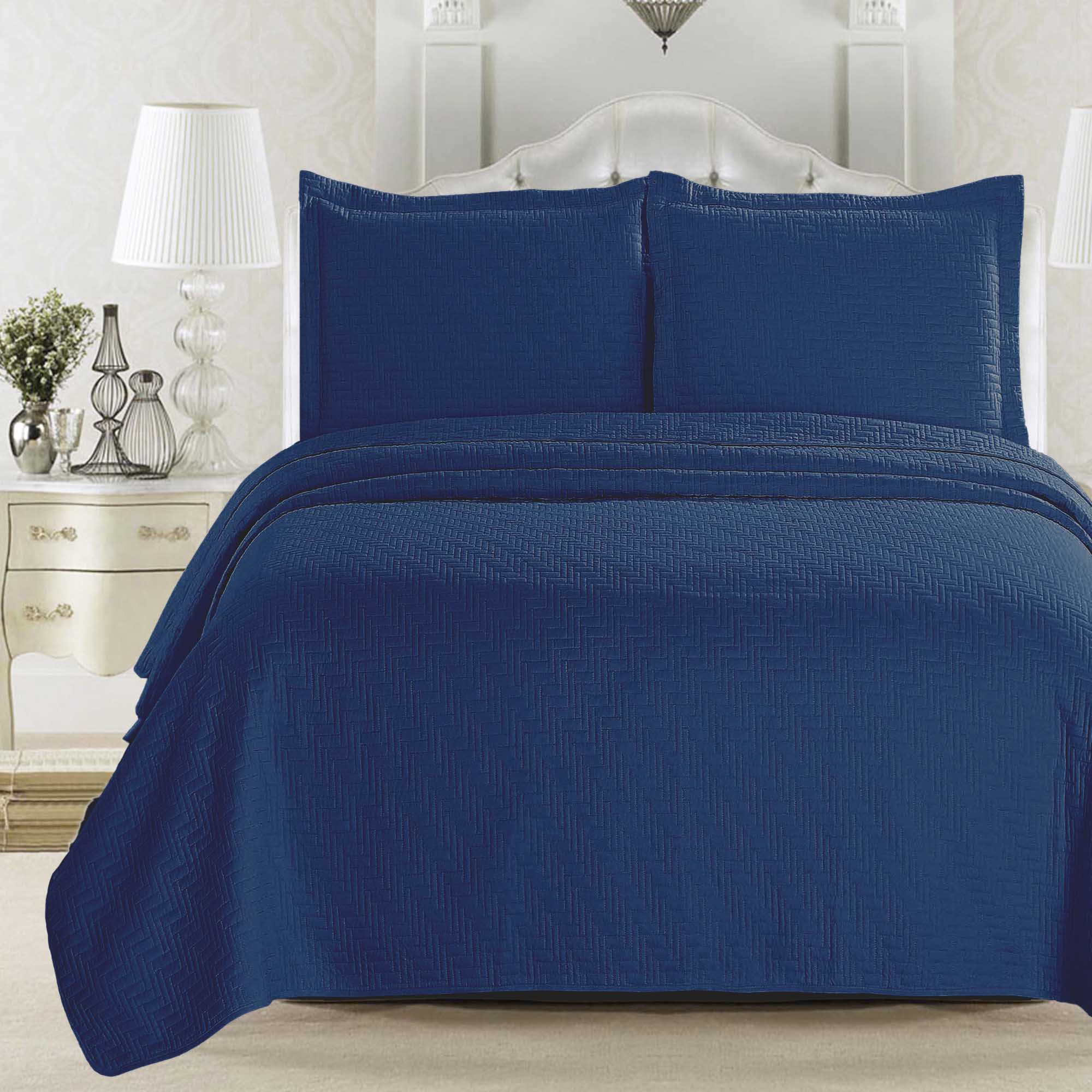 Herringbone Stitched Quilt Set - Louise Collection | Solid Cotton Bedding - We The Collective