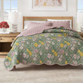 Floral Print & Scalloped Edge Cotton Quilt Set - Gwen Collection - We The Collective