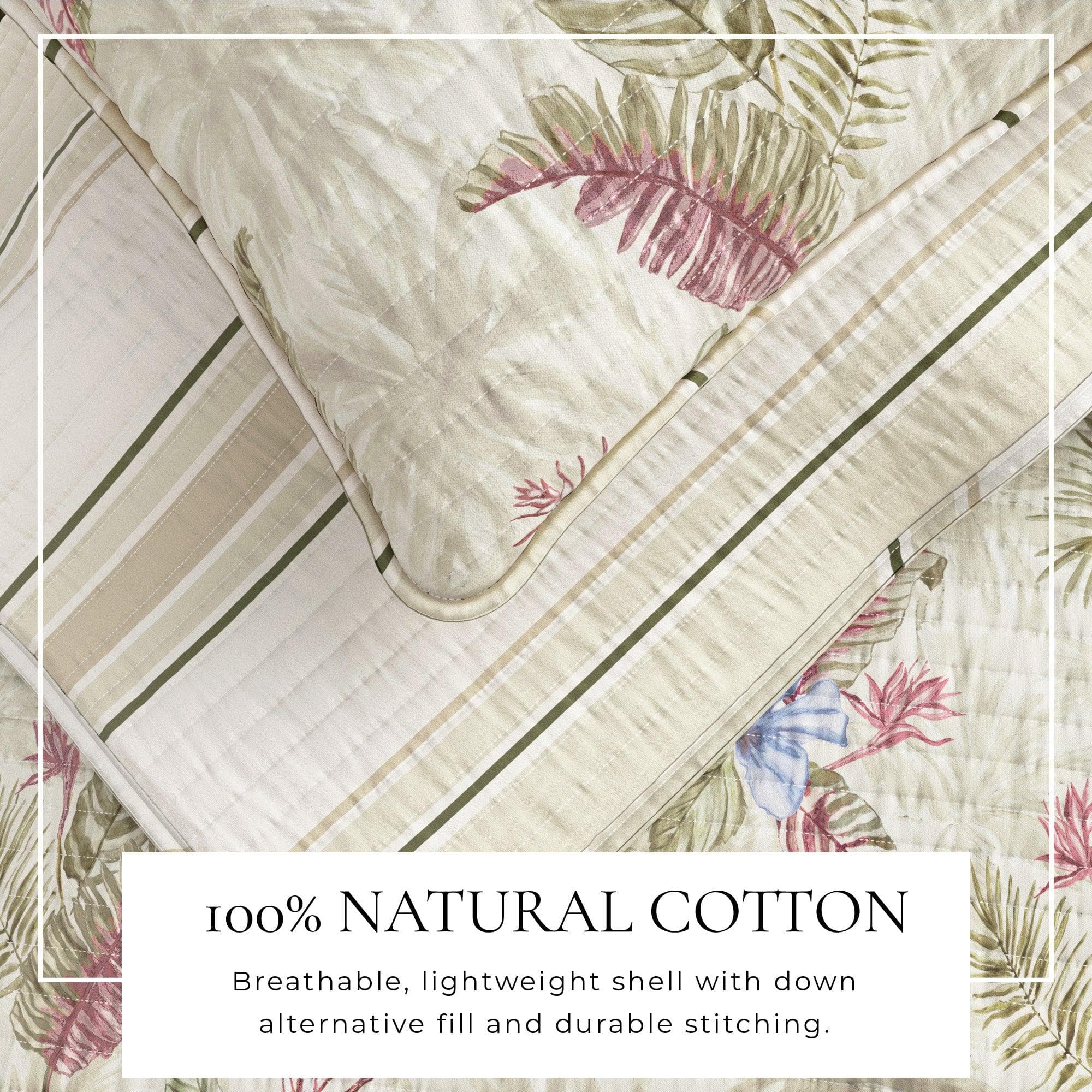 Tropical Palm Leaf Cotton Quilt Set - Mendocino Collection | Reversible - We The Collective