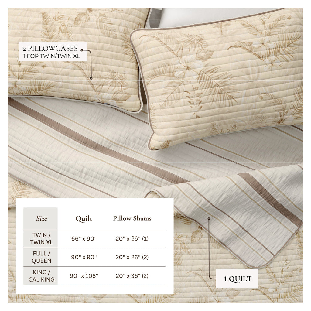 Tropical Palm Leaf Cotton Quilt Set - Mendocino Collection | Reversible - We The Collective